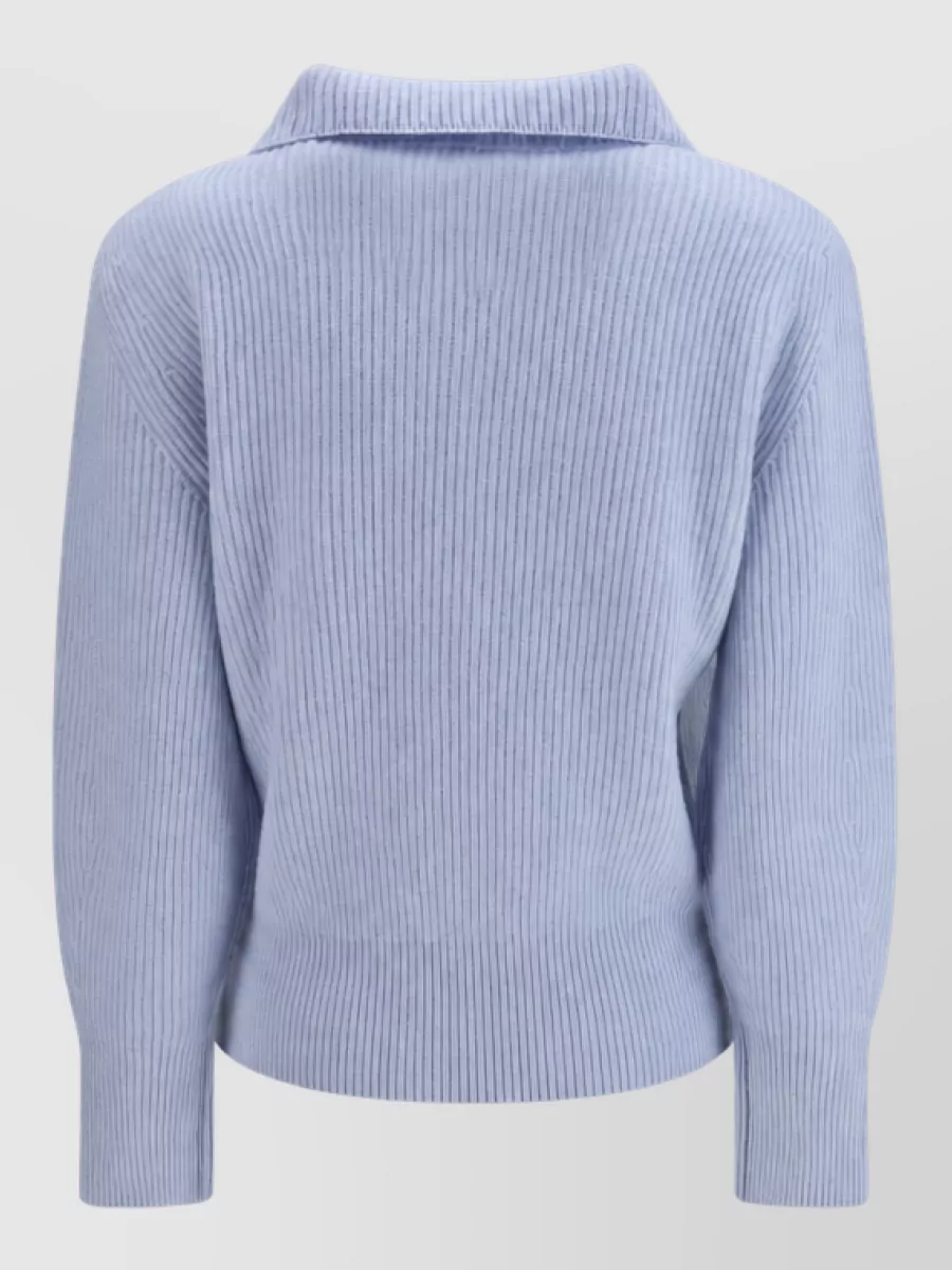 Forte Forte Wool Cashmere Ribbed Half Zip Sweatshirt