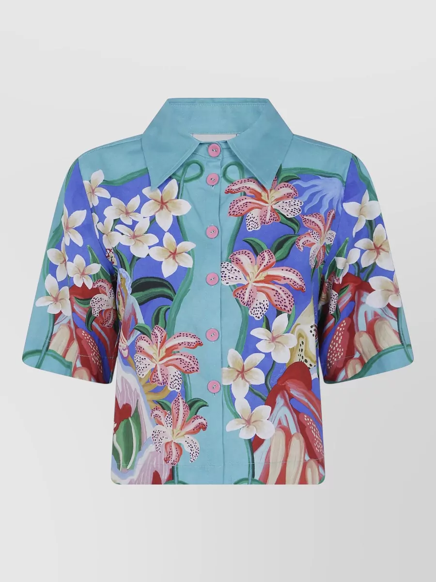 Farm Rio linen short-sleeve shirt