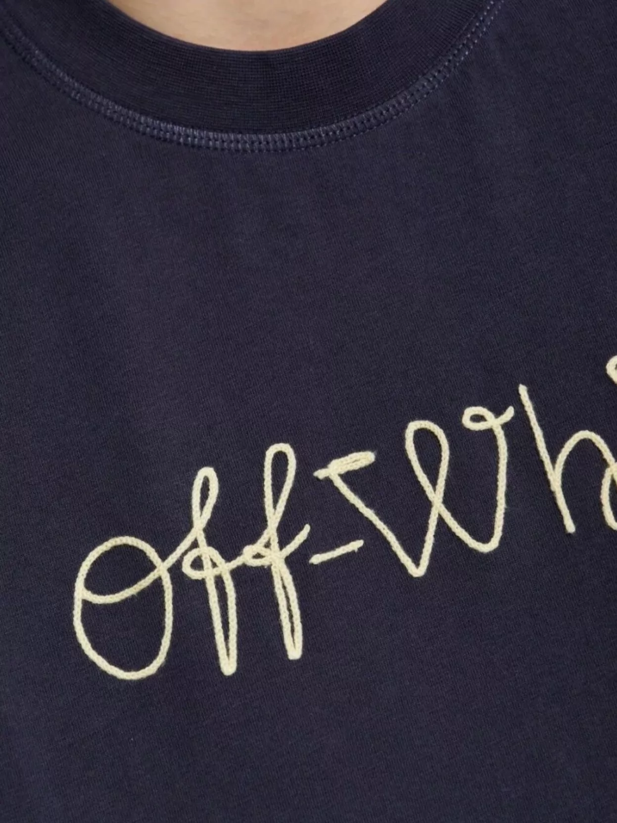 Off-white Logo Crop T-shirt Round Neck In Blue