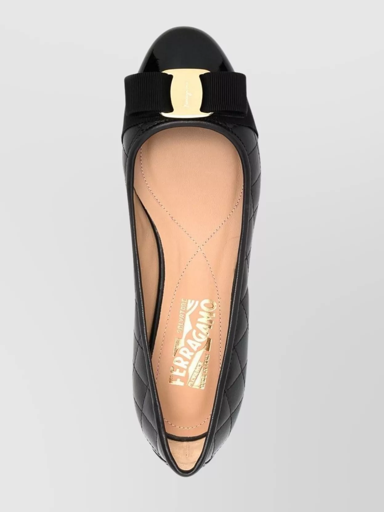 Shop Ferragamo Quilted Leather Ballet Flats
