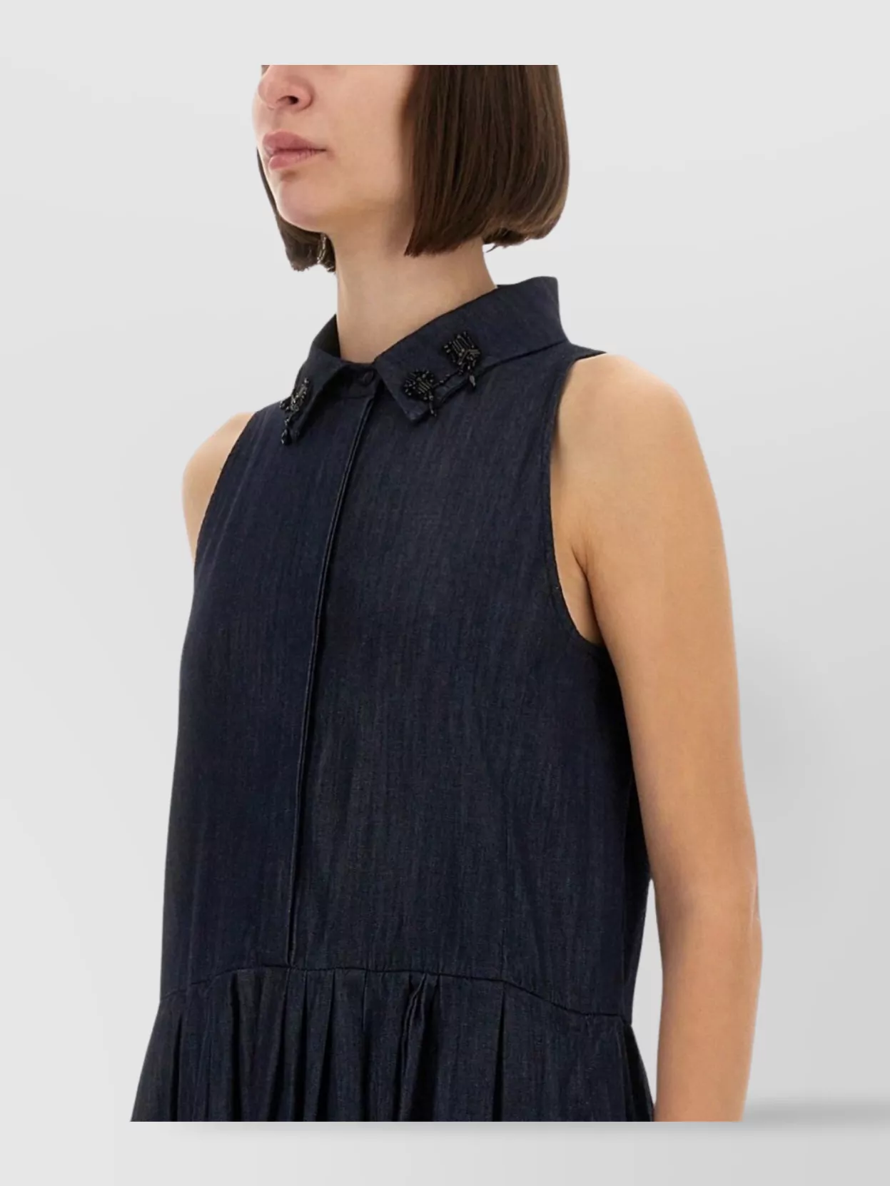 S Max Mara Sleeveless Dress With Belted Waist And Collar