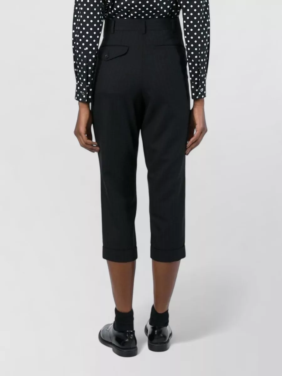 Comme Comme Wool Pinstripe Cropped Wide-Leg Trousers