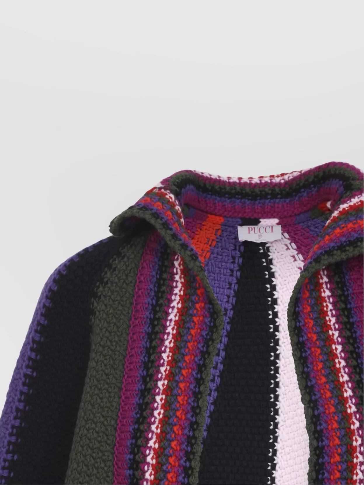 Pucci Stylish Knit Cape With Collar And Hem In Multi