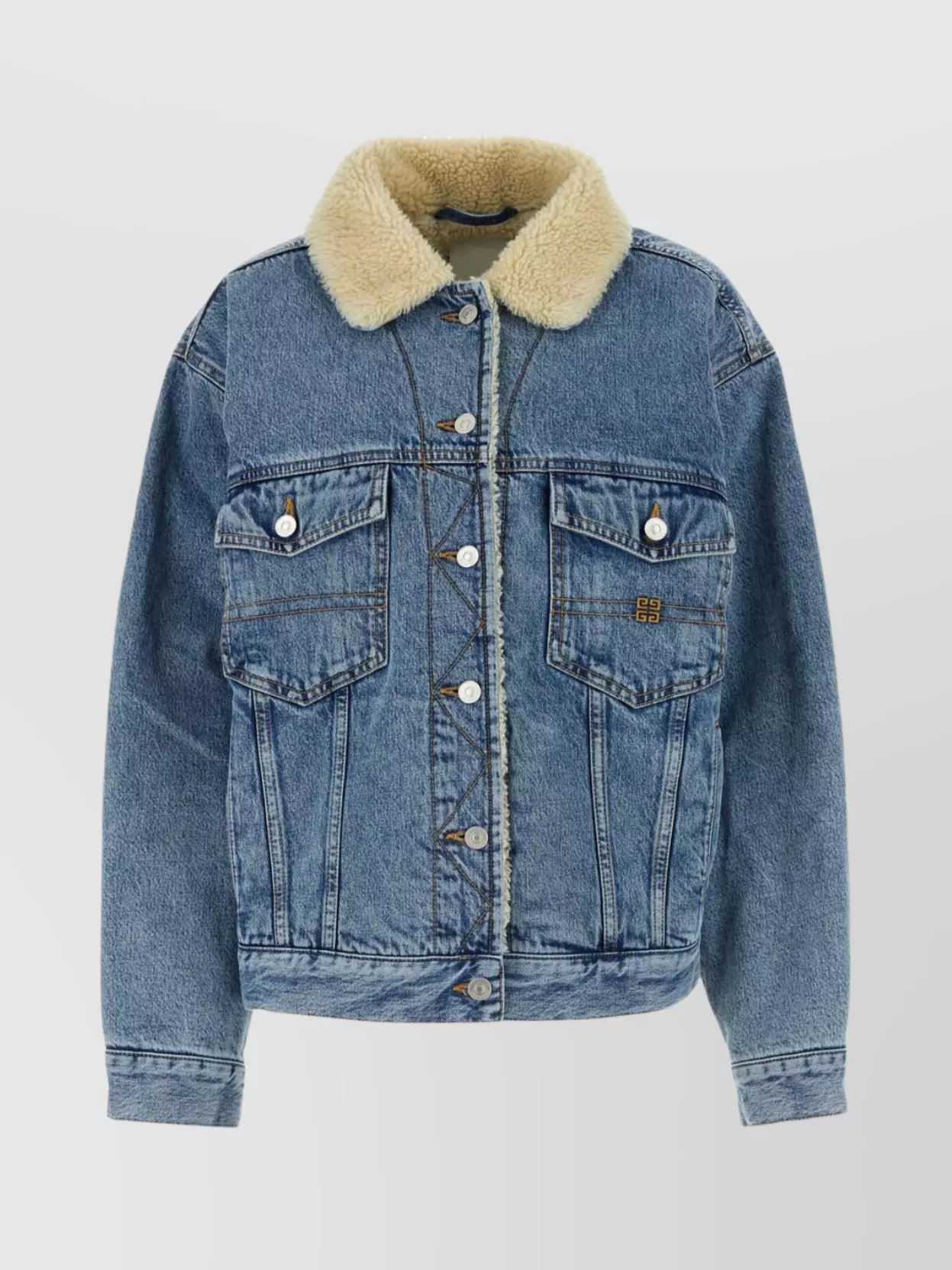 Shop Givenchy Relaxed Fit Denim Jacket With Flap And Side Pockets In Blue