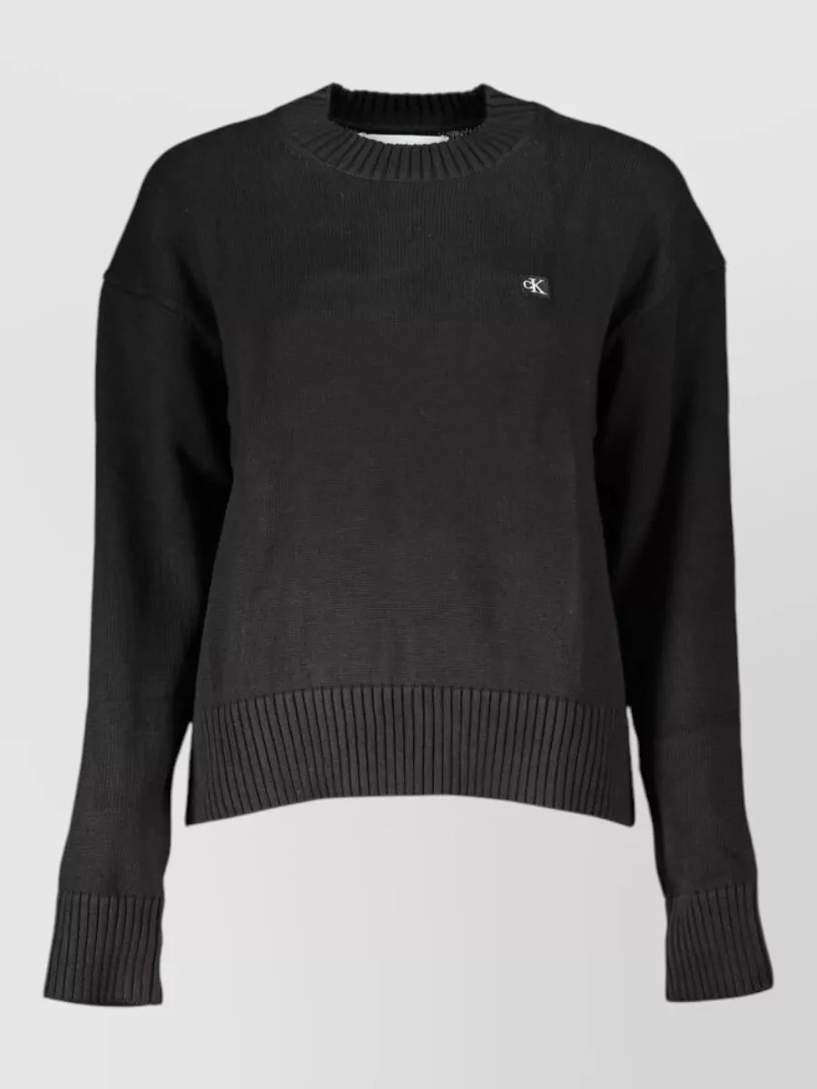 Calvin Klein Cotton ribbed long sleeve crew neck sweatshirt