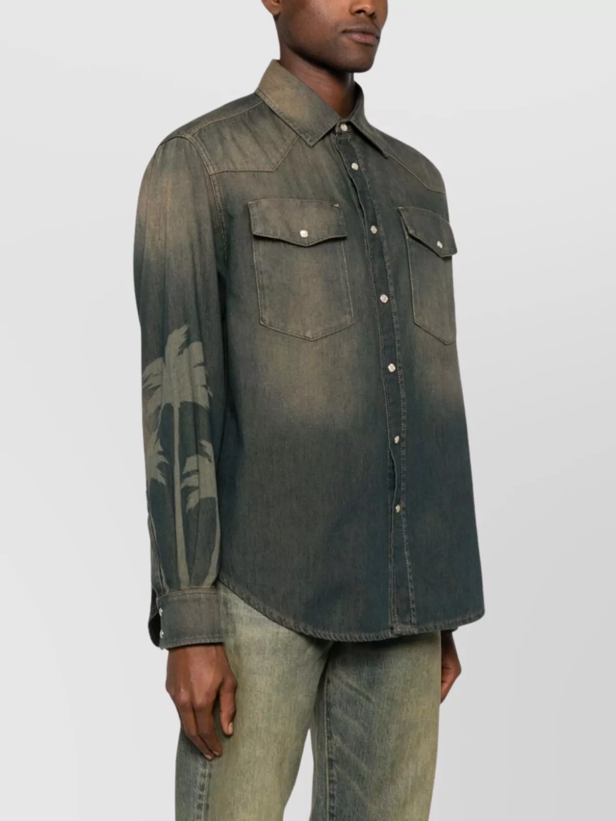 Palm Angels Laser Palms Denim Shirt