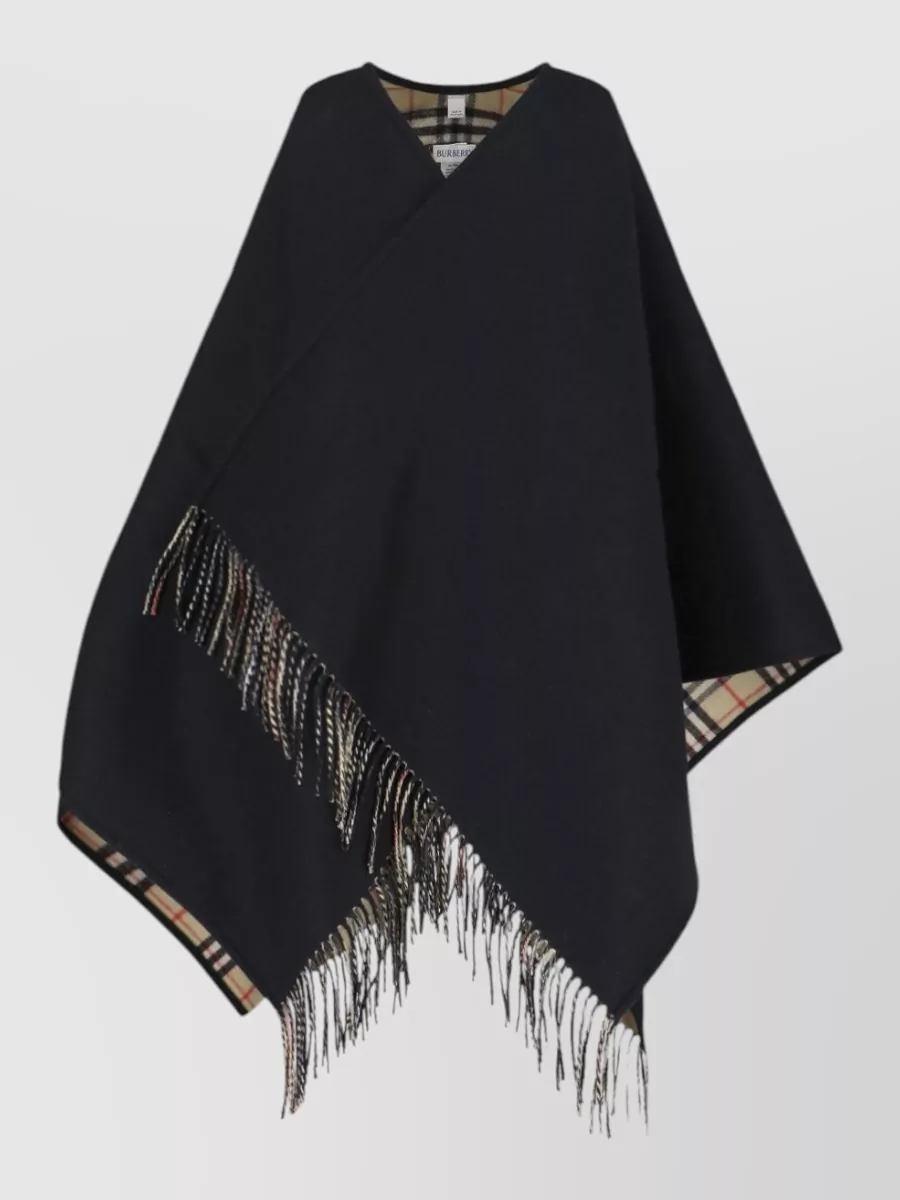Burberry wool reversible check cape