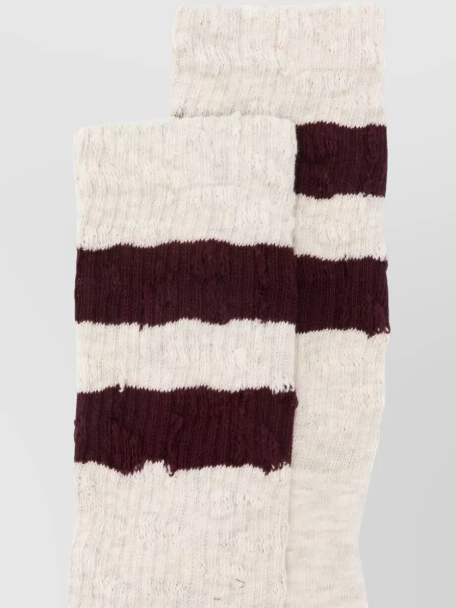 Golden Goose Striped High Socks Ribbed Cuffs Detail