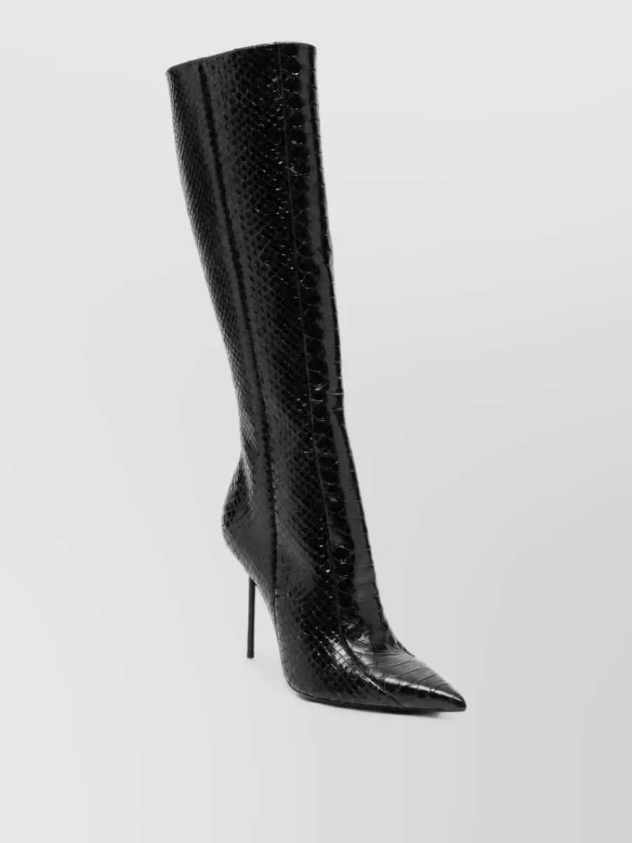 Paris Texas leather python-print cutout heel boots