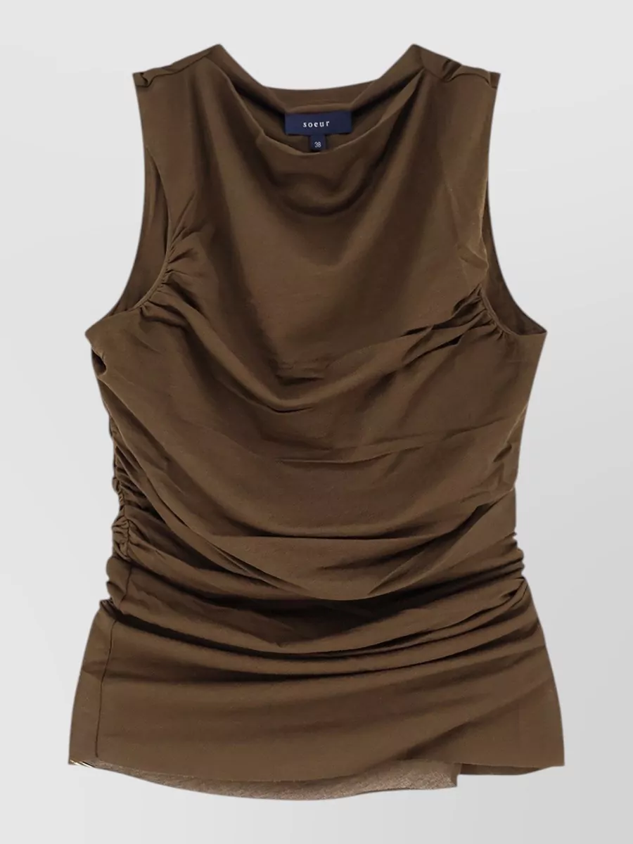 Soeur Cotton Draped Sleeveless Top