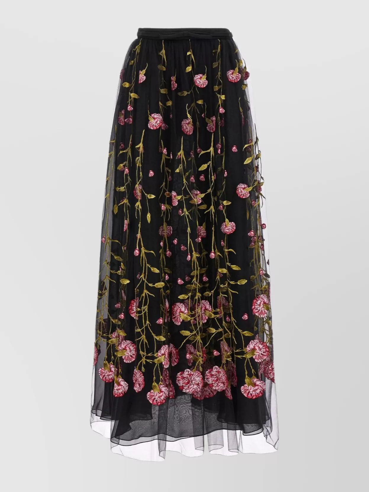 Shop Giambattista Valli Floral Embroidery Layered Maxi Skirt