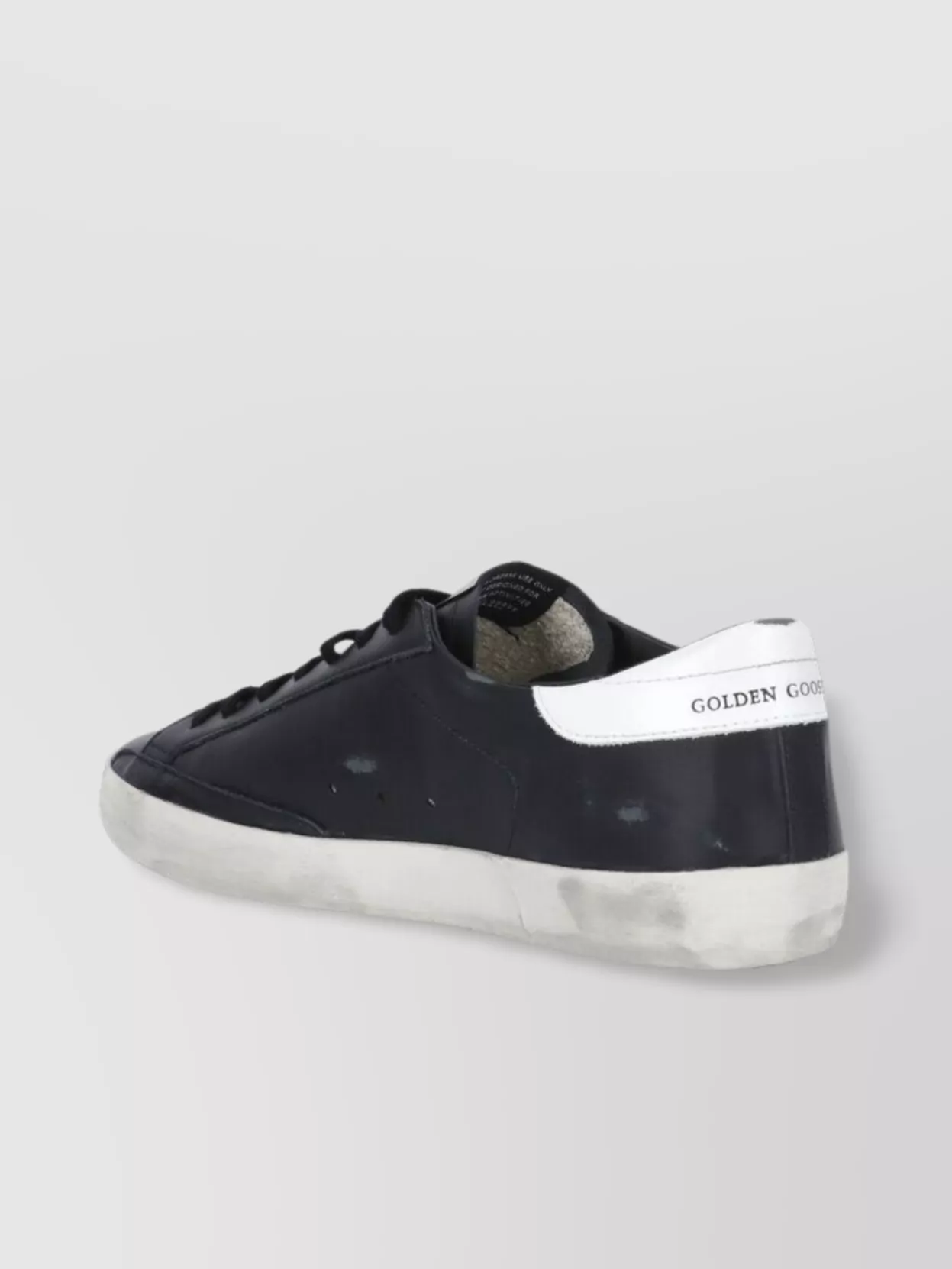 Golden Goose 'super-star' Black Low Top Sneakers With Logo Patch And Suede Details In Leather Man In Black