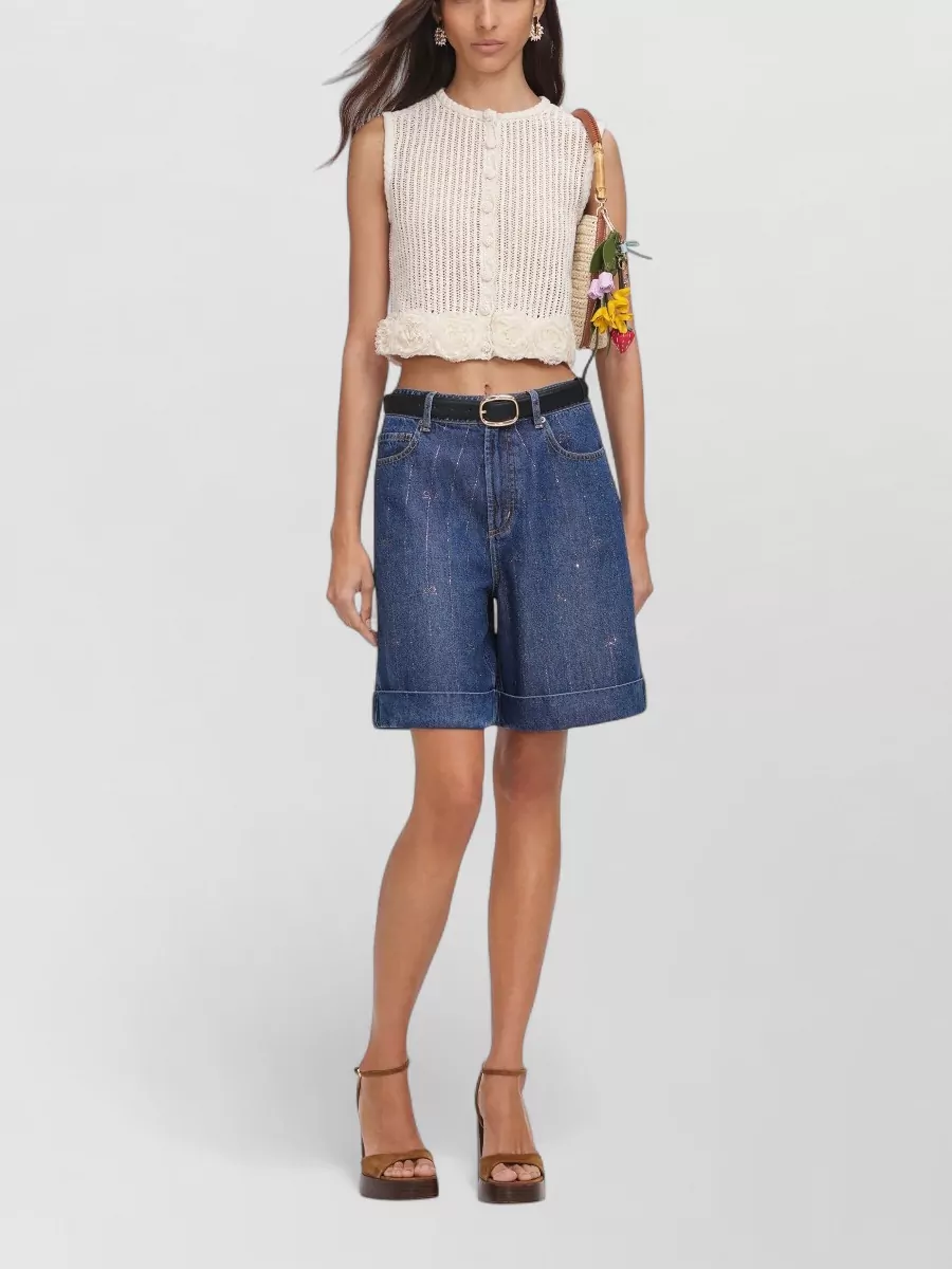 Self-portrait Crochet Flower Knit Top