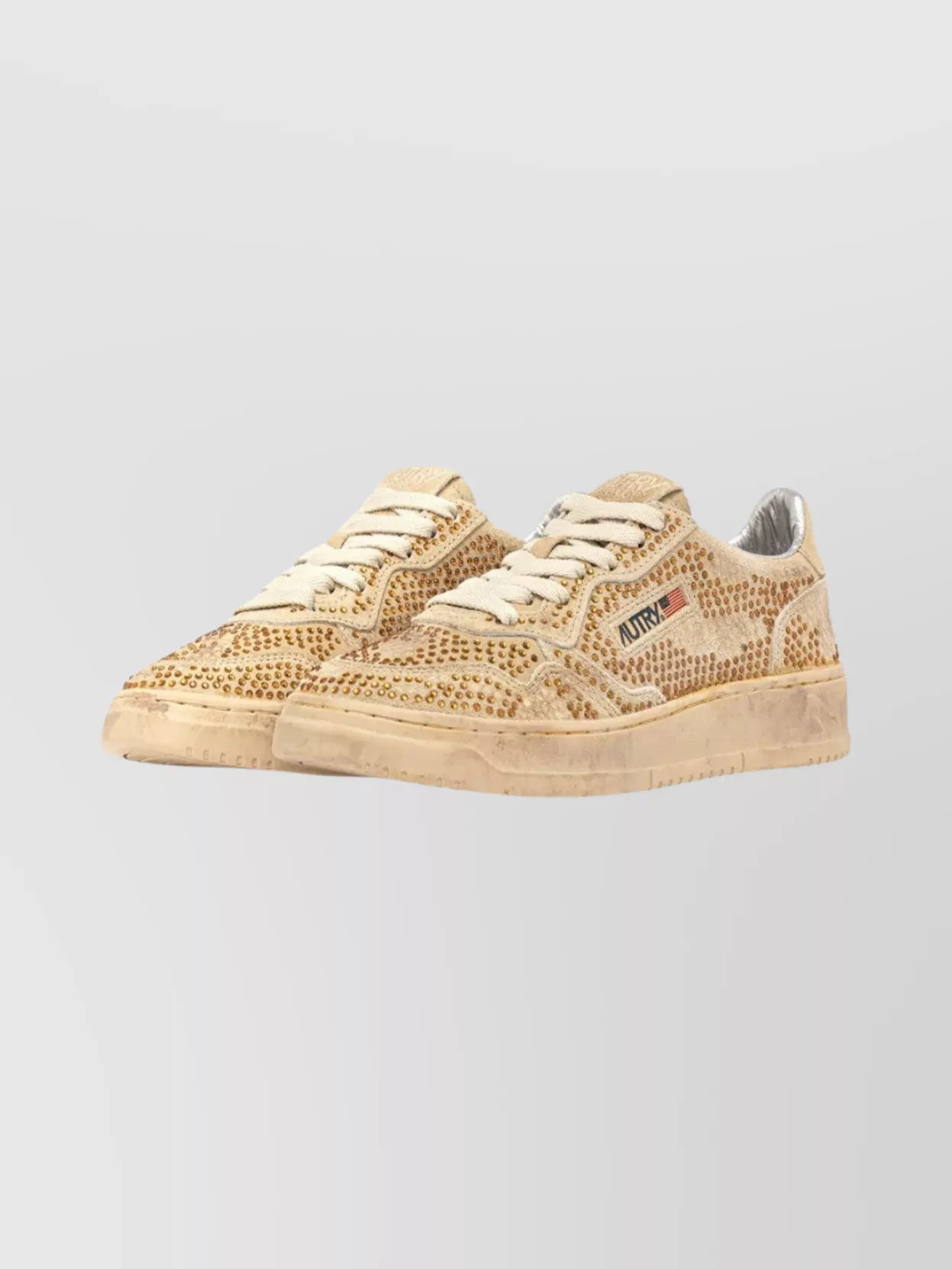 Autry Suede Rhinestone Low-Top Sneakers
