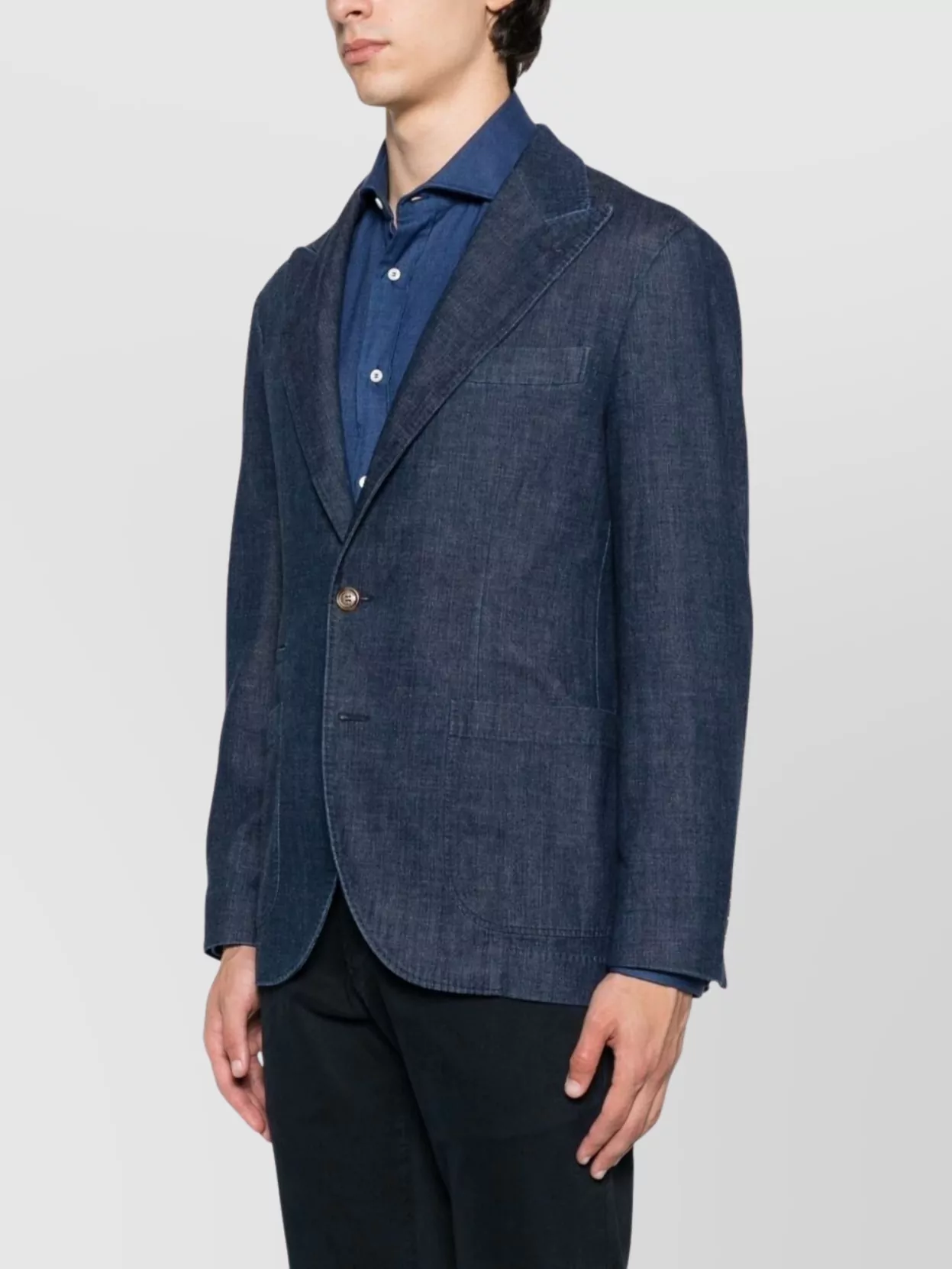 Brunello Cucinelli Single-Breasted Cotton Denim Jacket With Patch Pockets