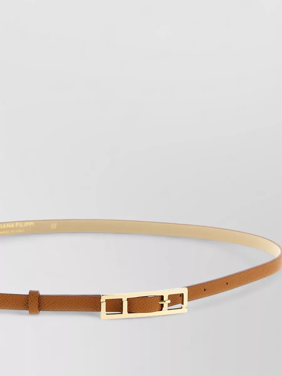 Fabiana Filippi Slim Leather Belt Gold Tone Hardware