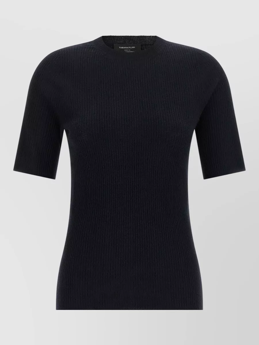 Fabiana Filippi silk cashmere ribbed short sleeve knit top
