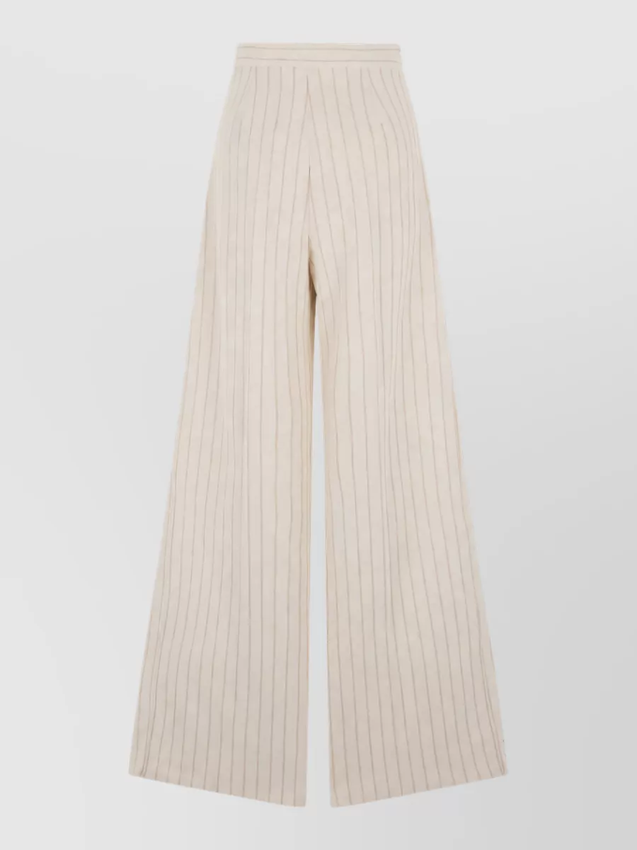 Max Mara Striped High-Rise Pleated Wide-Leg Trousers