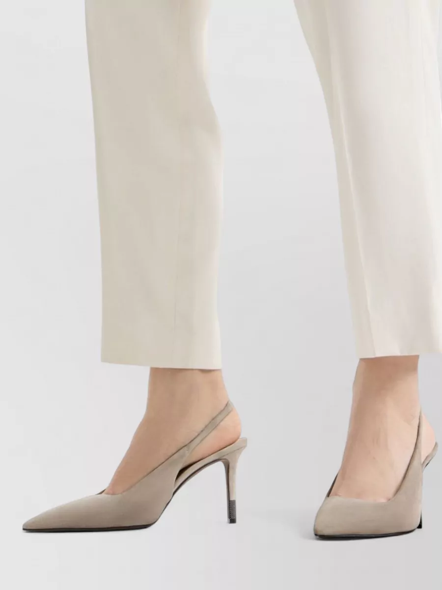 Brunello Cucinelli Suede Leather Slingback Pumps
