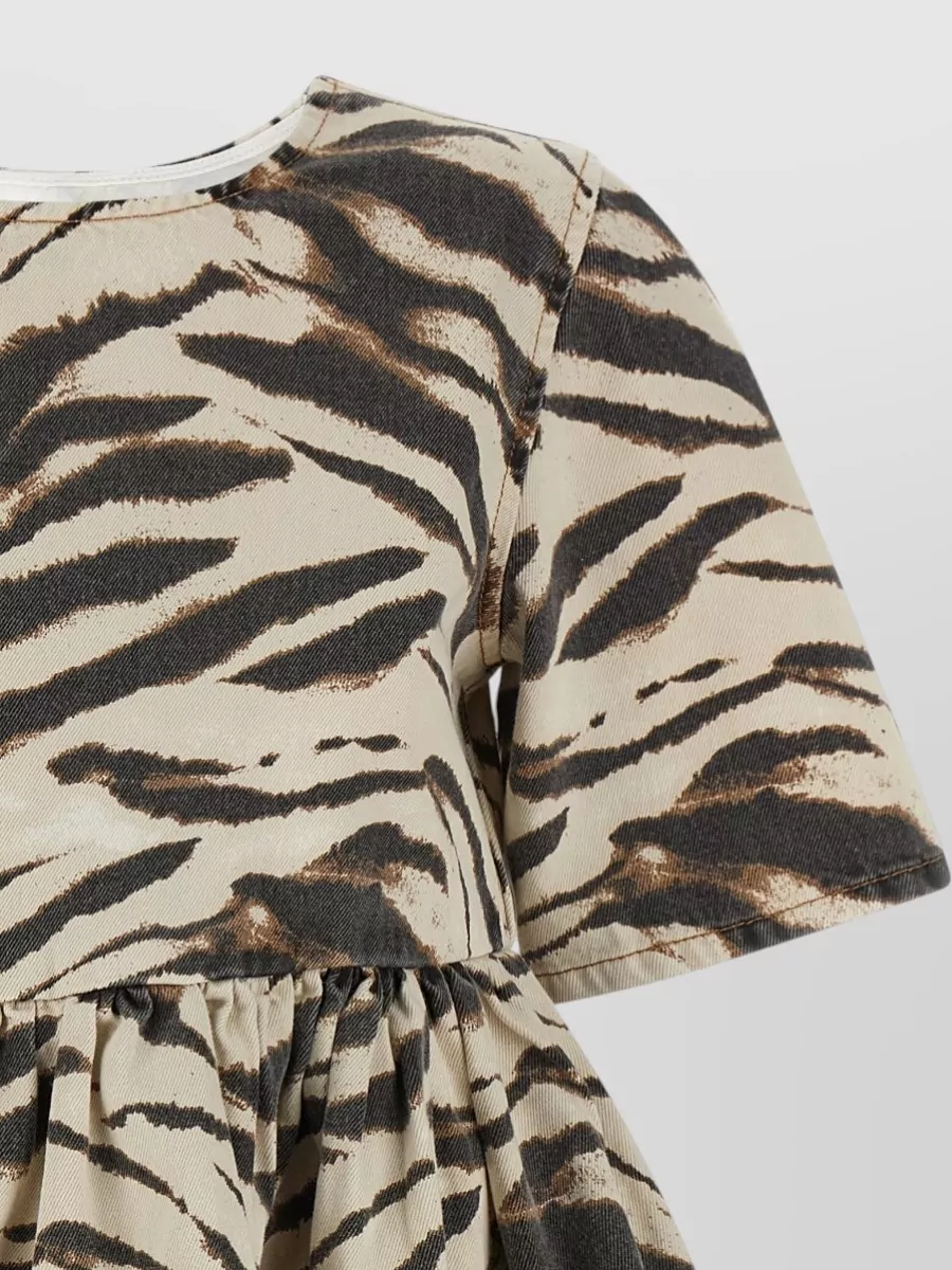 Ganni Organic Cotton Zebra-Print Mini Dress