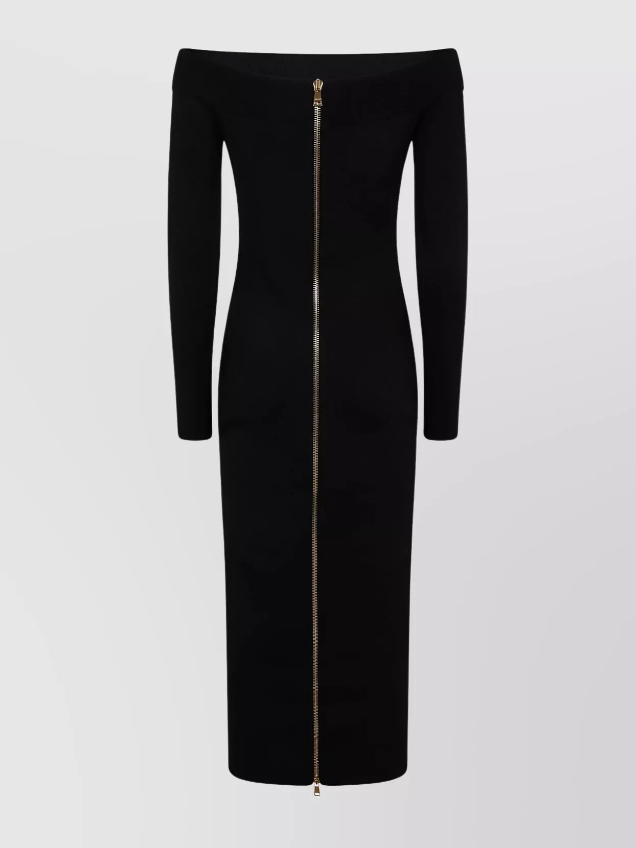Balmain Double Collar Knit Zipped Midi Dress