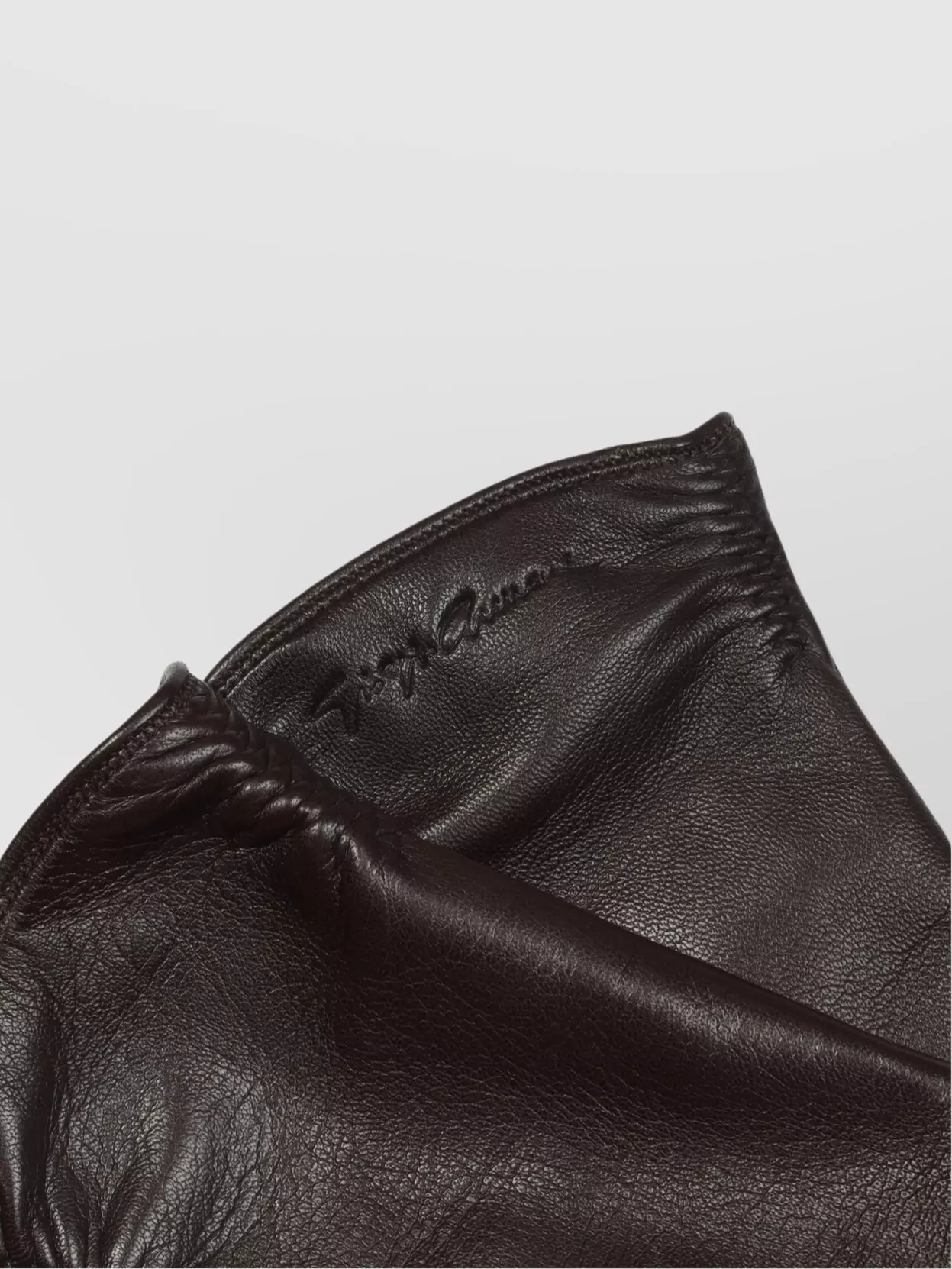 Giorgio Armani Lamb Leather Gloves Featuring Ruched Detailing