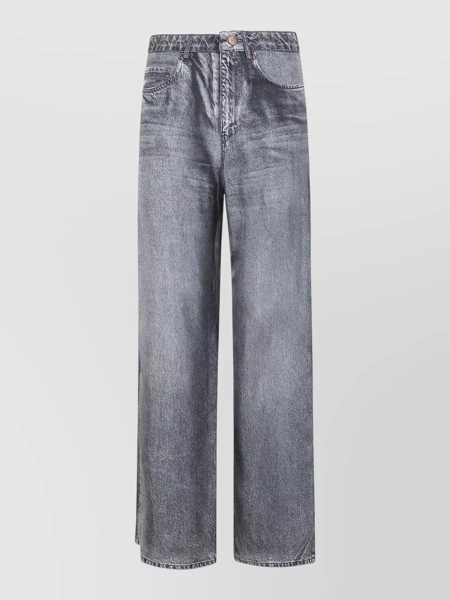 Pierre Louise Mascia Aloe Wide Leg Faded Wash Trousers In Blue