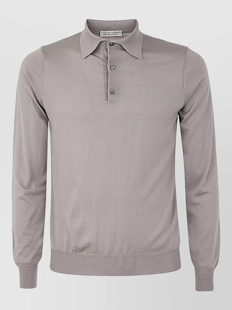 Filippo De Laurentis wool silk cashmere long-sleeve polo shirt
