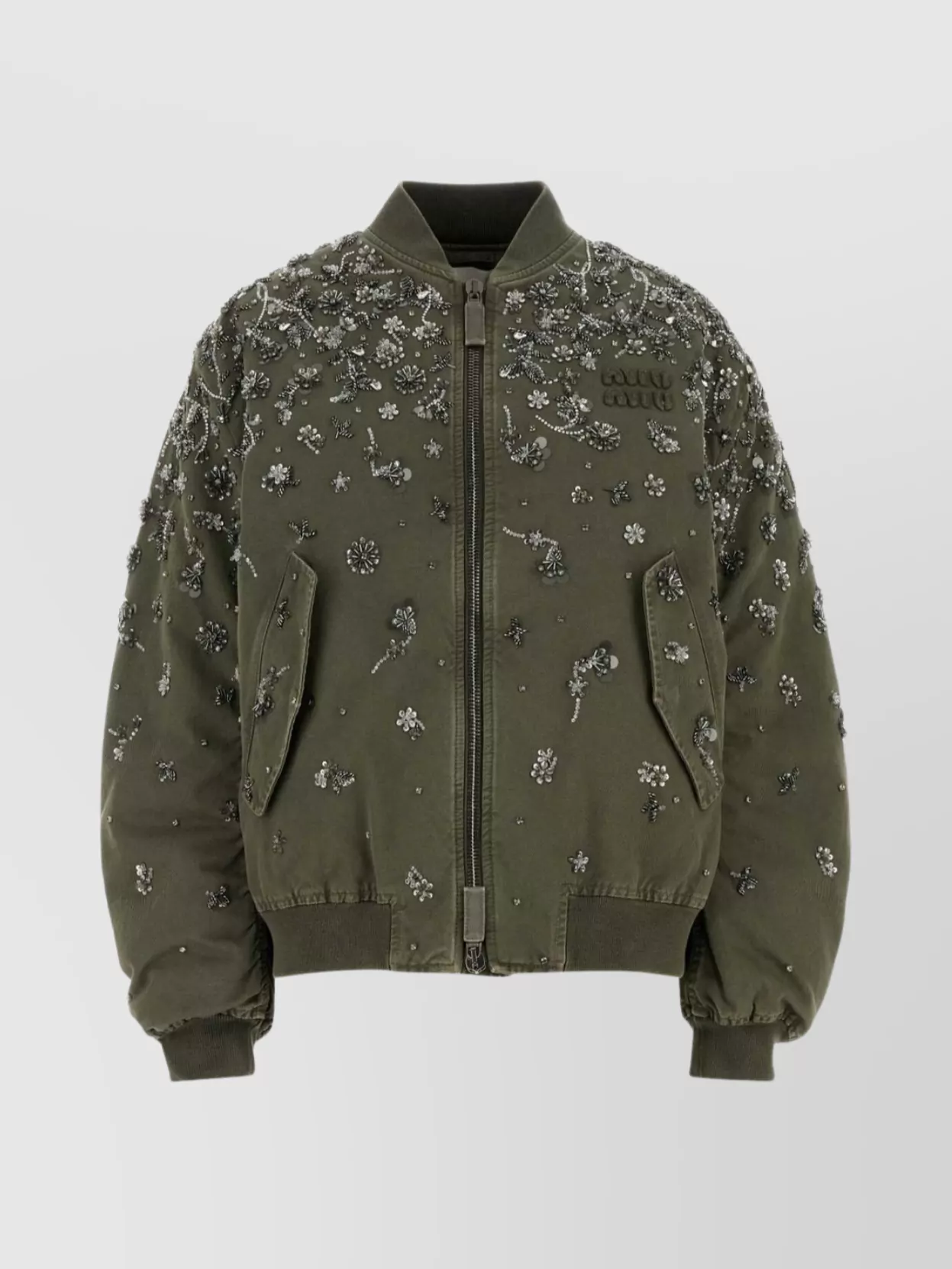 Miu Miu Bomber jacket oversize embellished design | The Fashion Square