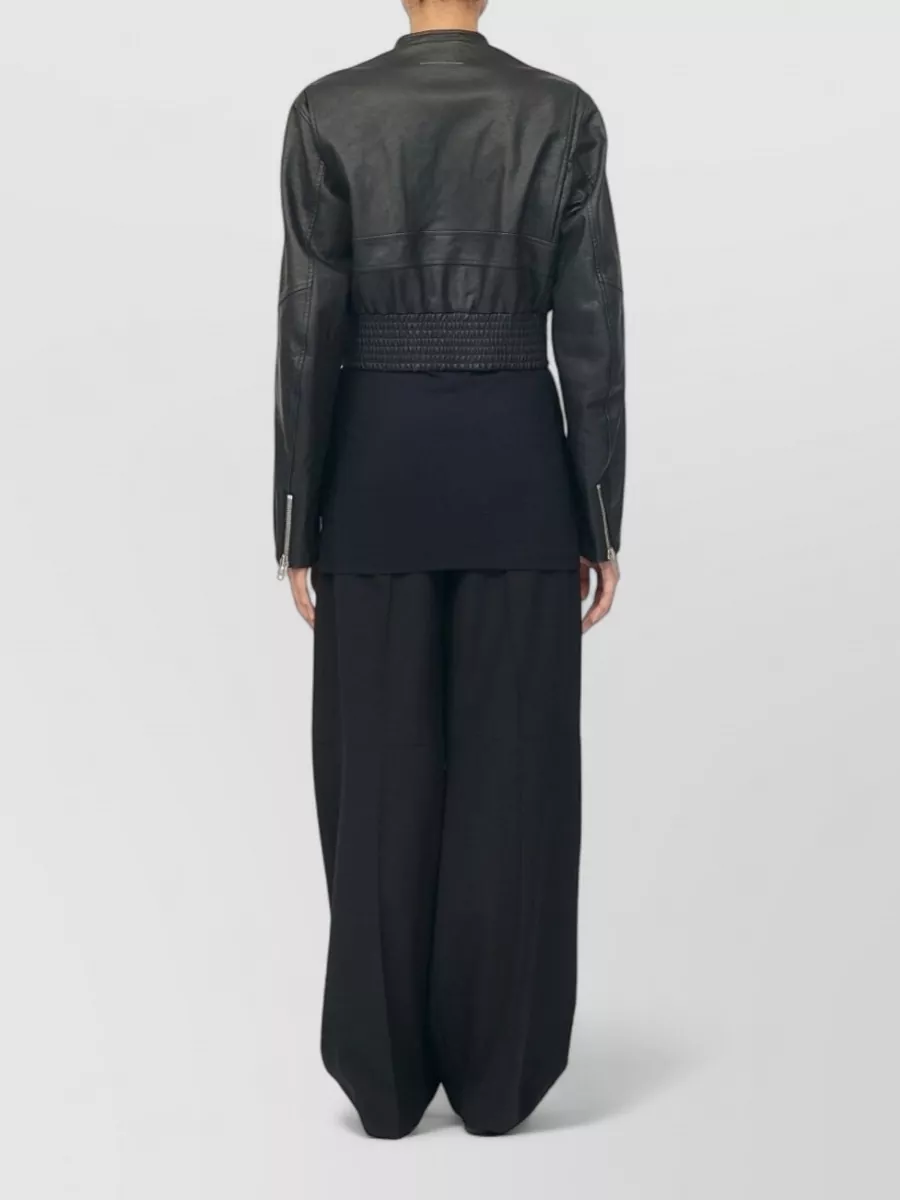 Mm6 Maison Margiela Cropped Jacket Zip Cuffs Side Pockets