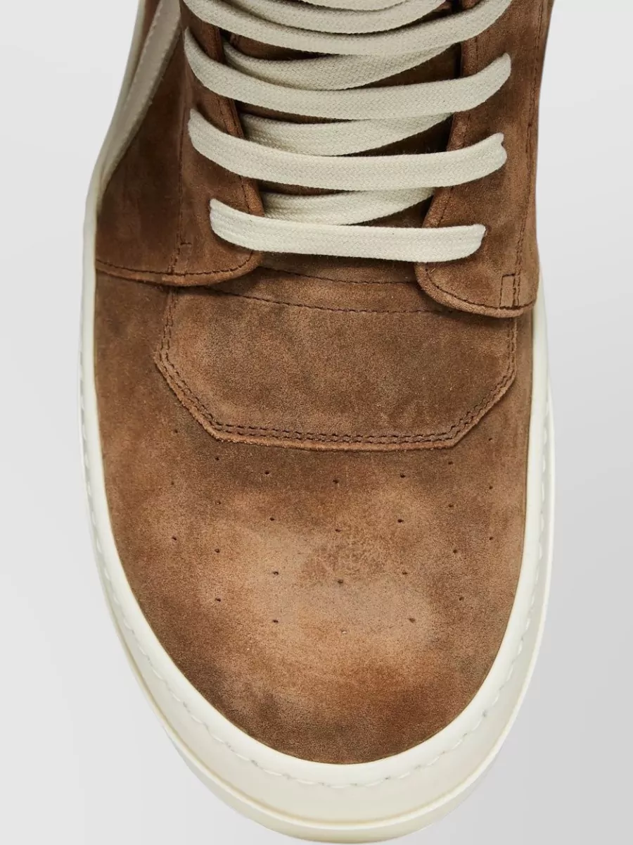 Rick Owens Leather Panelled High-Top Sneakers