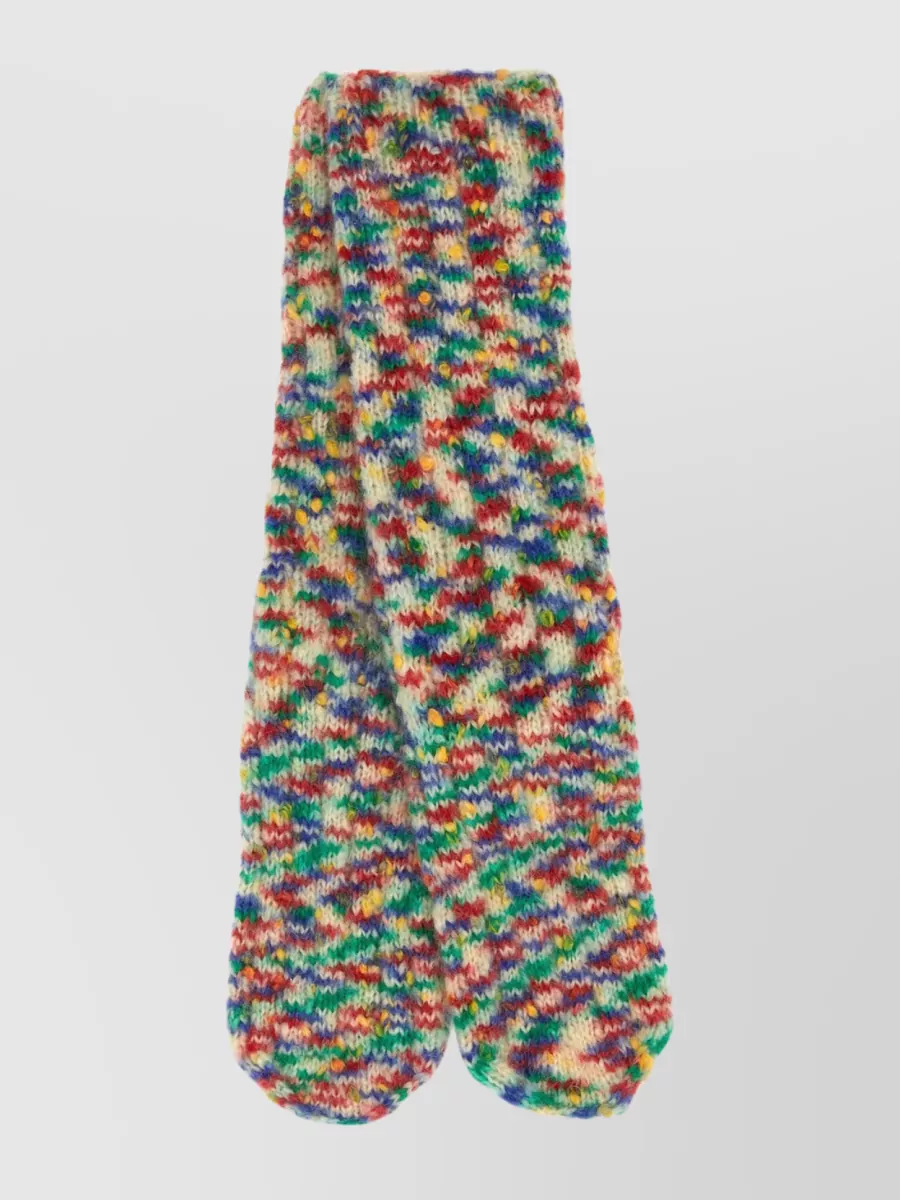 Shop Apc Textured Knit Wool Socks In Cream