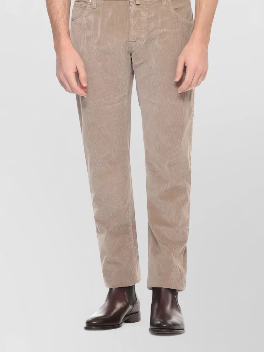 Jacob Cohen Mens Straight Corduroy Cotton Trousers Handkerchief