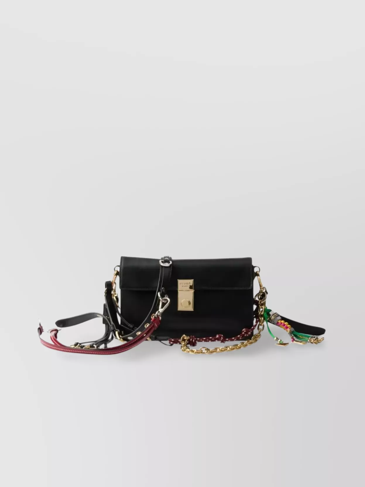 Prada Soft Sound Small Leather Shoulder Bag Charms