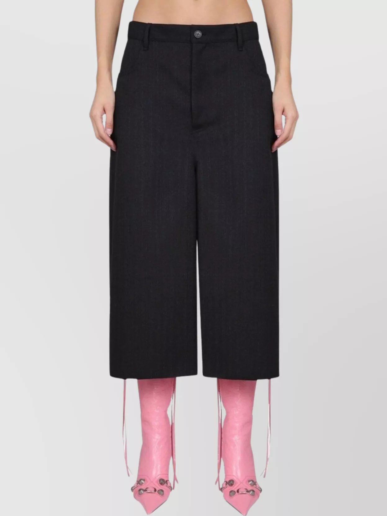 Balenciaga Loose Fit Wide Leg Trousers With Pockets In Black