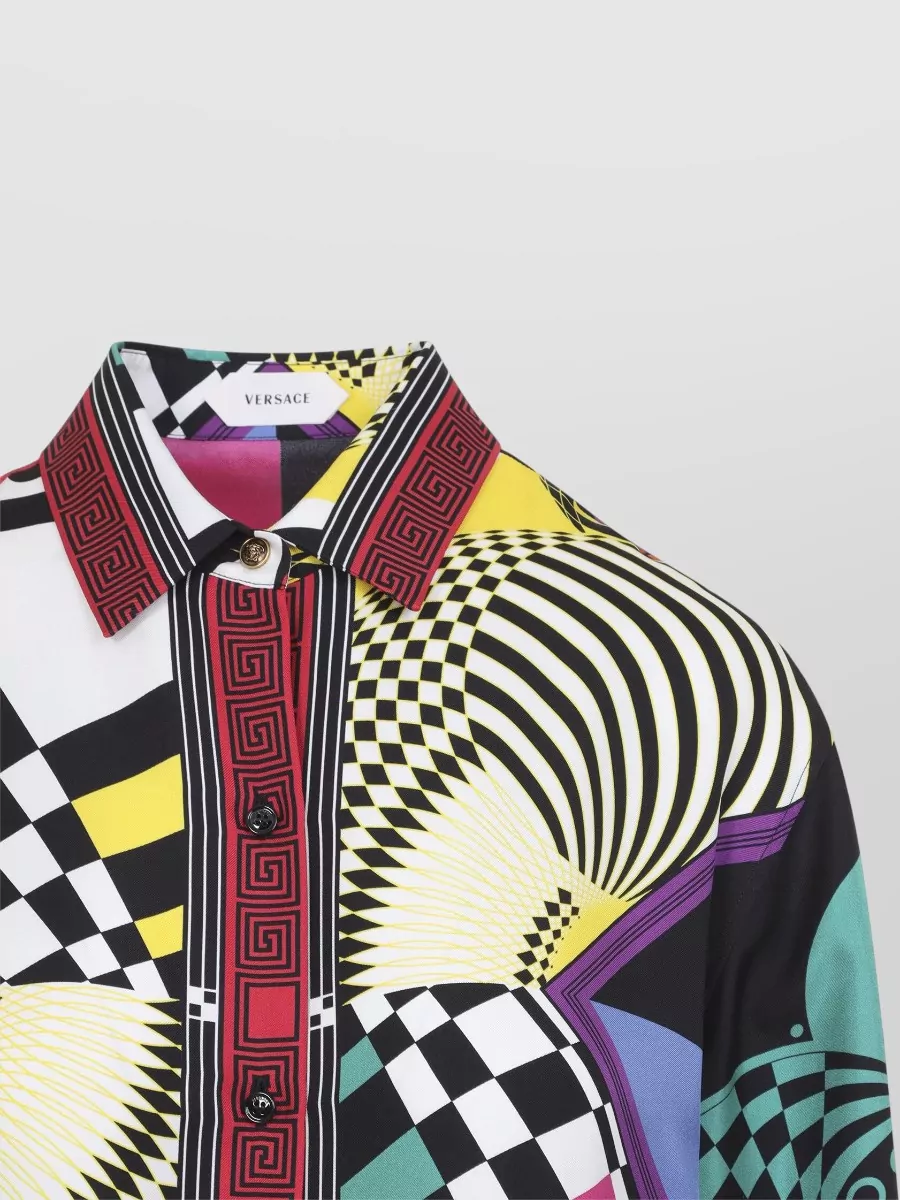 Versace Silk Printed Long-Sleeve Shirt