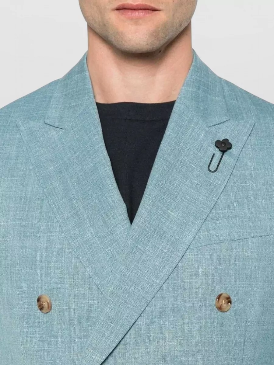 Lardini Wool Silk Linen Double-Breasted Blazer