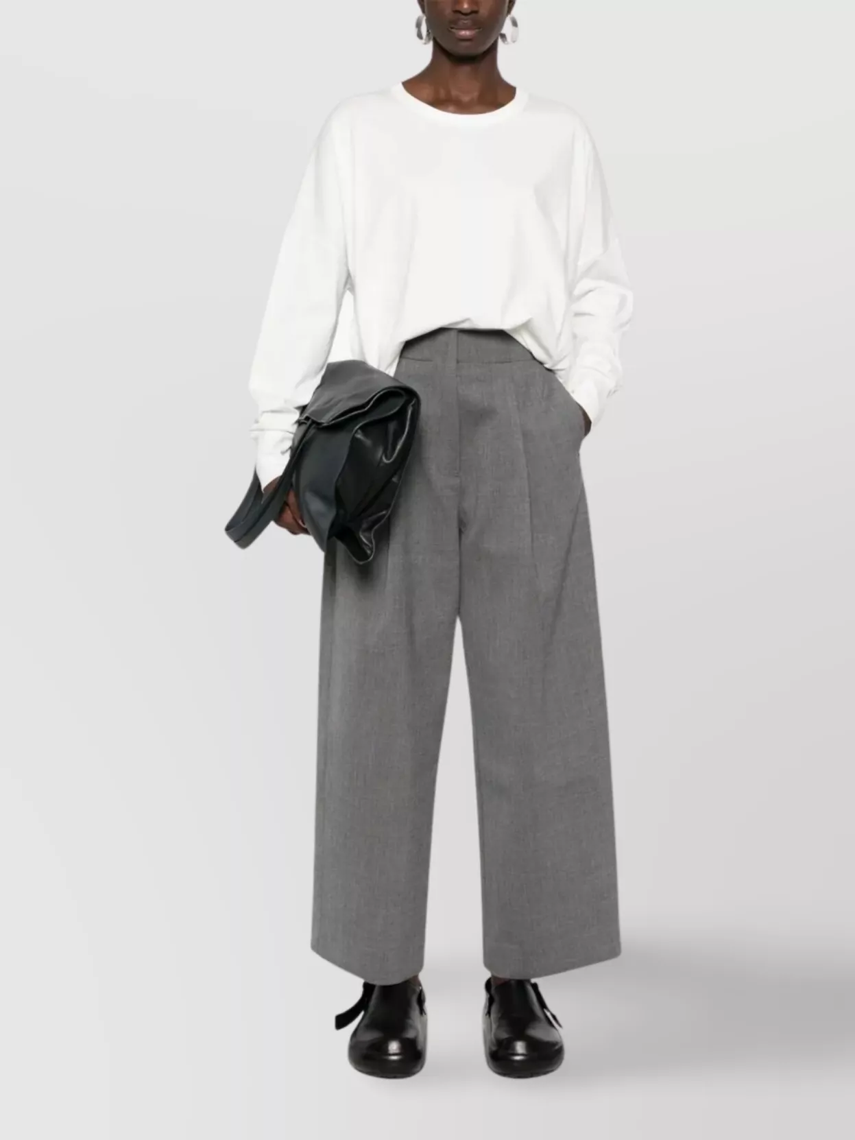 Studio Nicholson Long Sleeve Knit T-shirt With Crew Neck In White