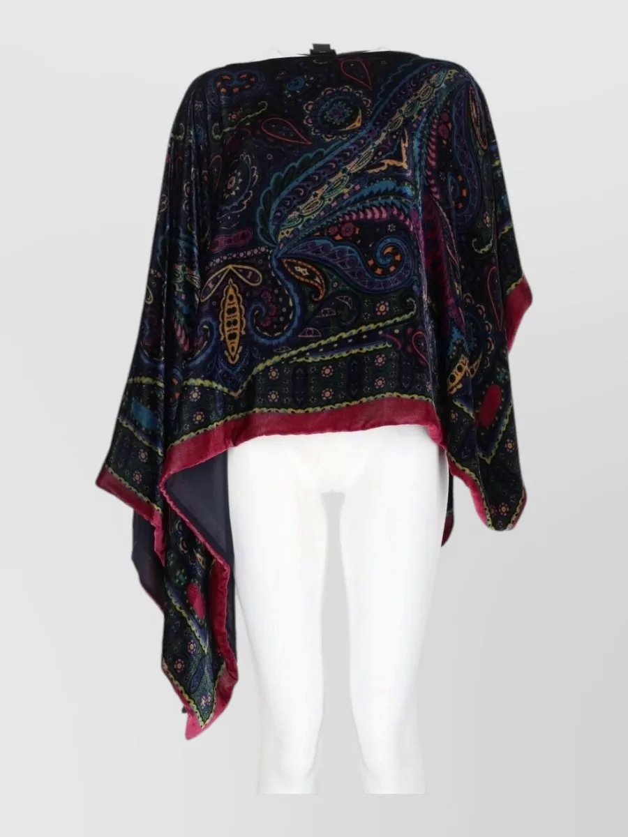 Etro asymmetric paisley-print poncho