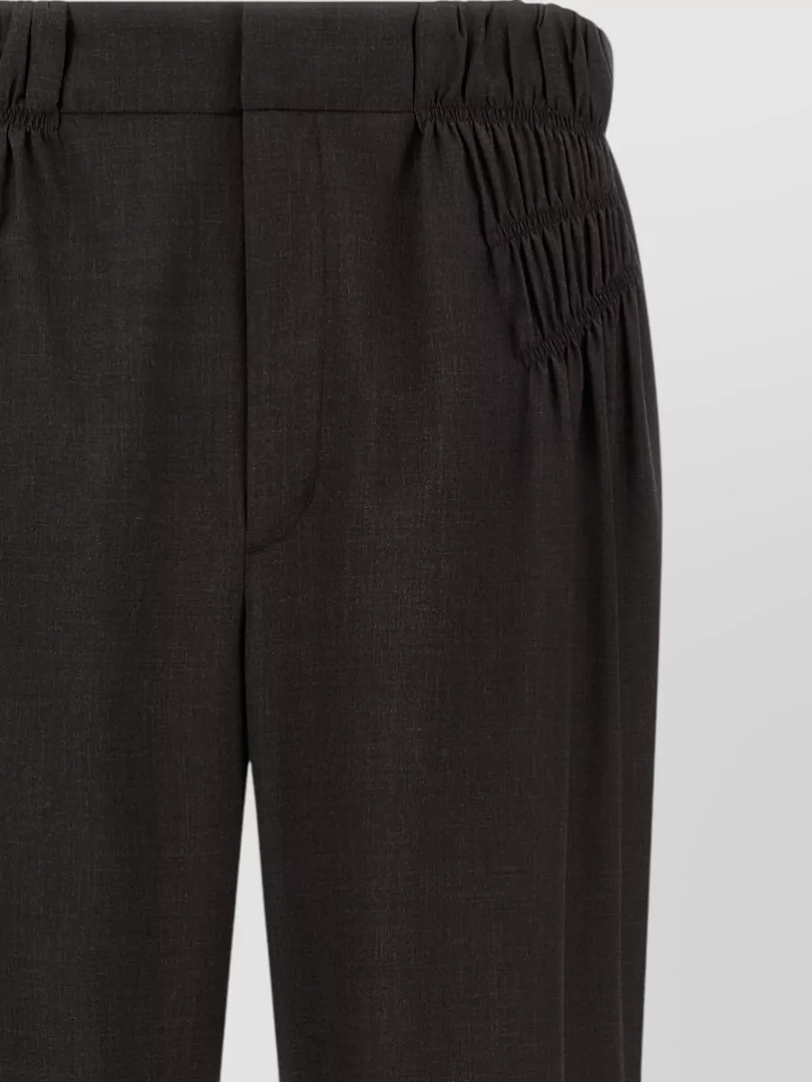 Kiko Kostadinov Virgin Wool Smocked Wide-Leg Straight-Leg Trousers