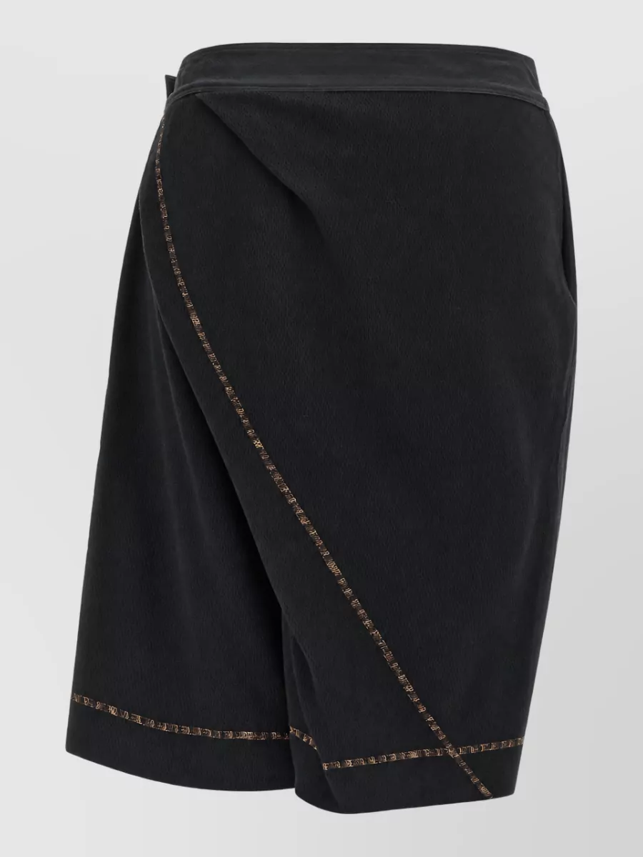Kiko Kostadinov Cotton Pleated Culotte Bermuda Shorts Skirt