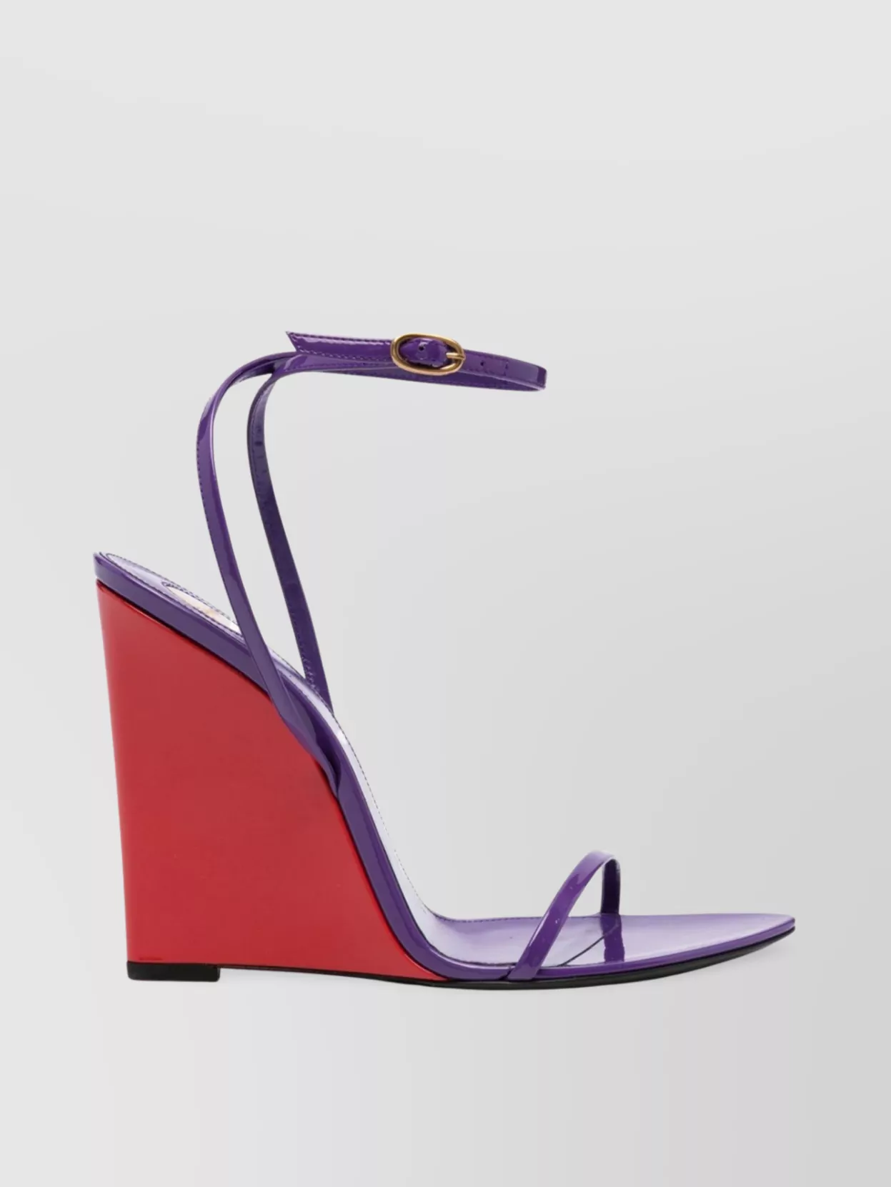 Saint Laurent May Wedge Sandals With Crisscrossed Ankle Strap In Pink
