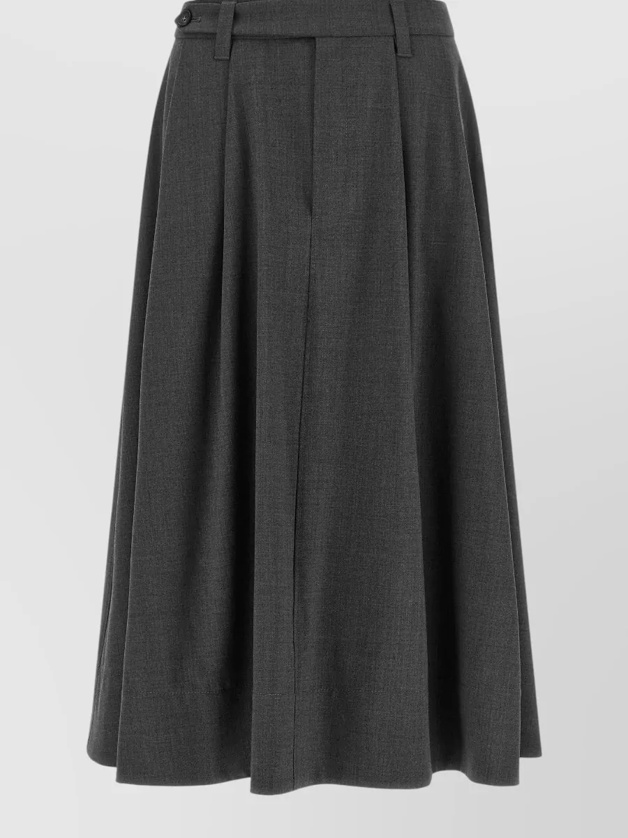 Brunello Cucinelli Wool Mélange Pleated Midi Skirt
