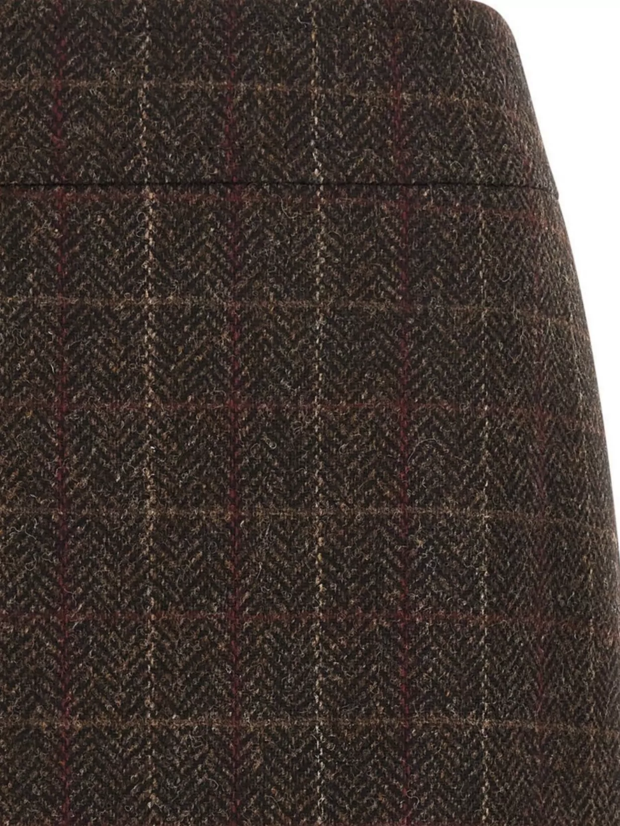 Alberto Biani Checked High-waisted Mini Skirt In Shetland Wool In Brown