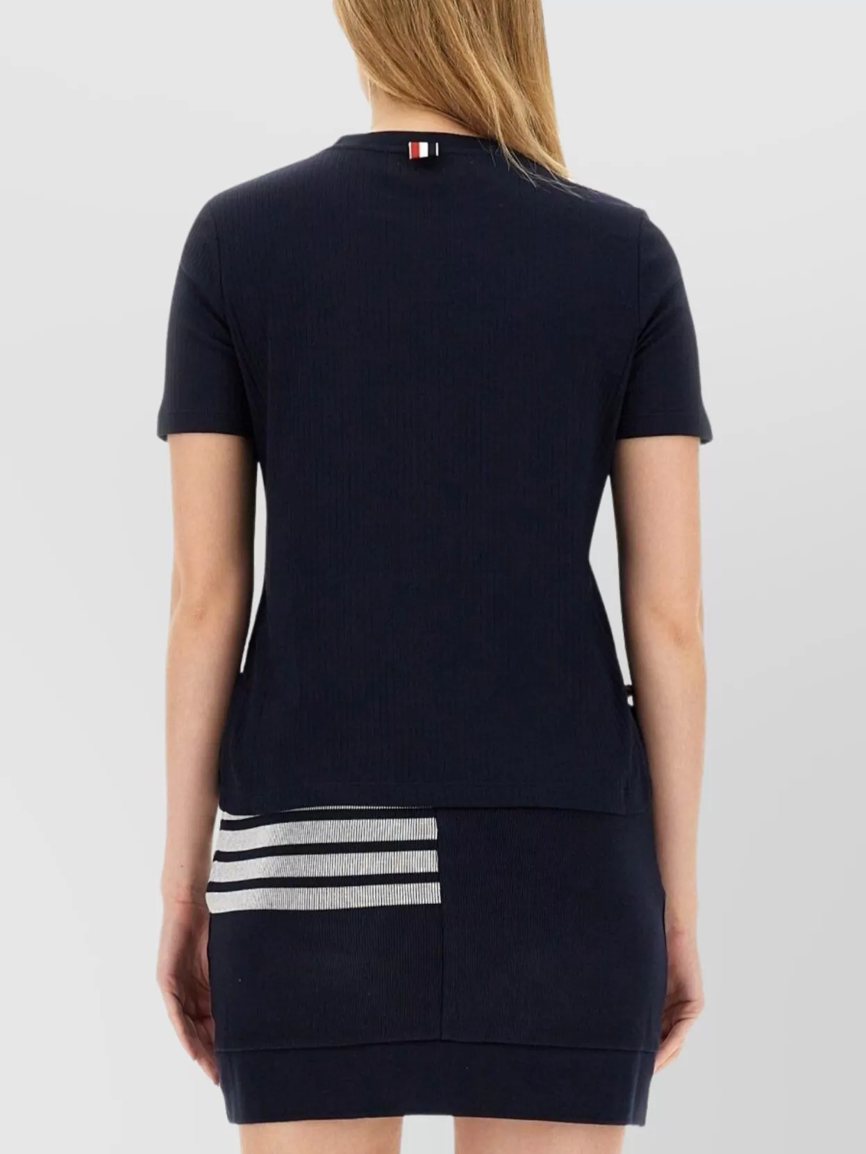 Thom Browne Striped Crew Neck Ribbed Texture T-Shirt