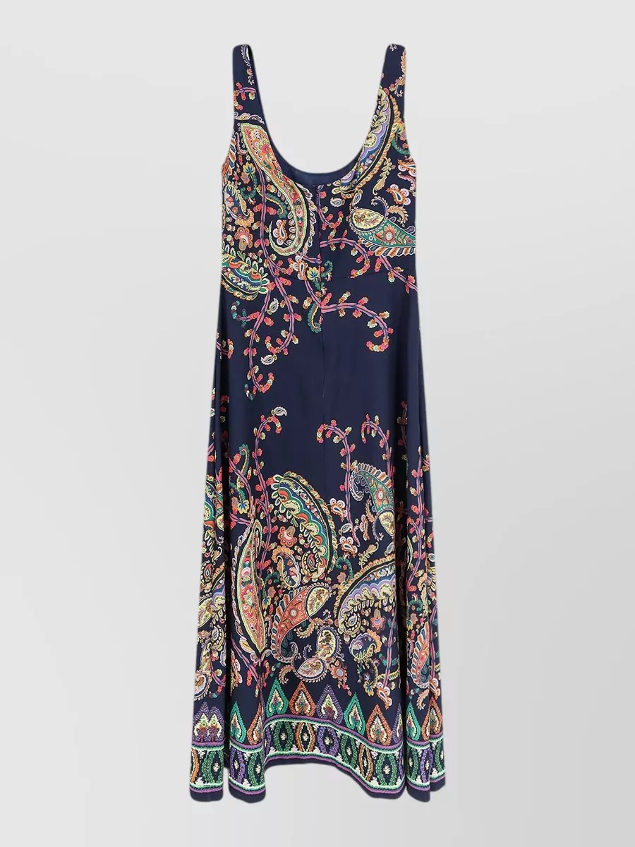 Etro sleeveless flared printed midi dress