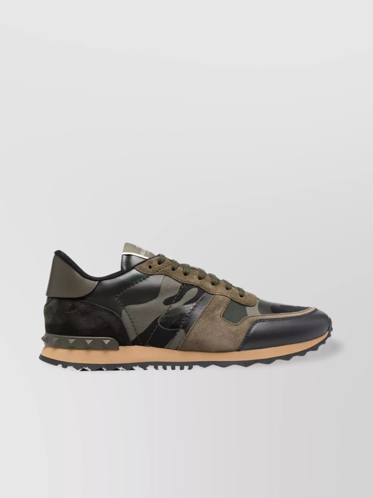 Shop Valentino Textured Rubber Sole Camo Sneakers In Brown
