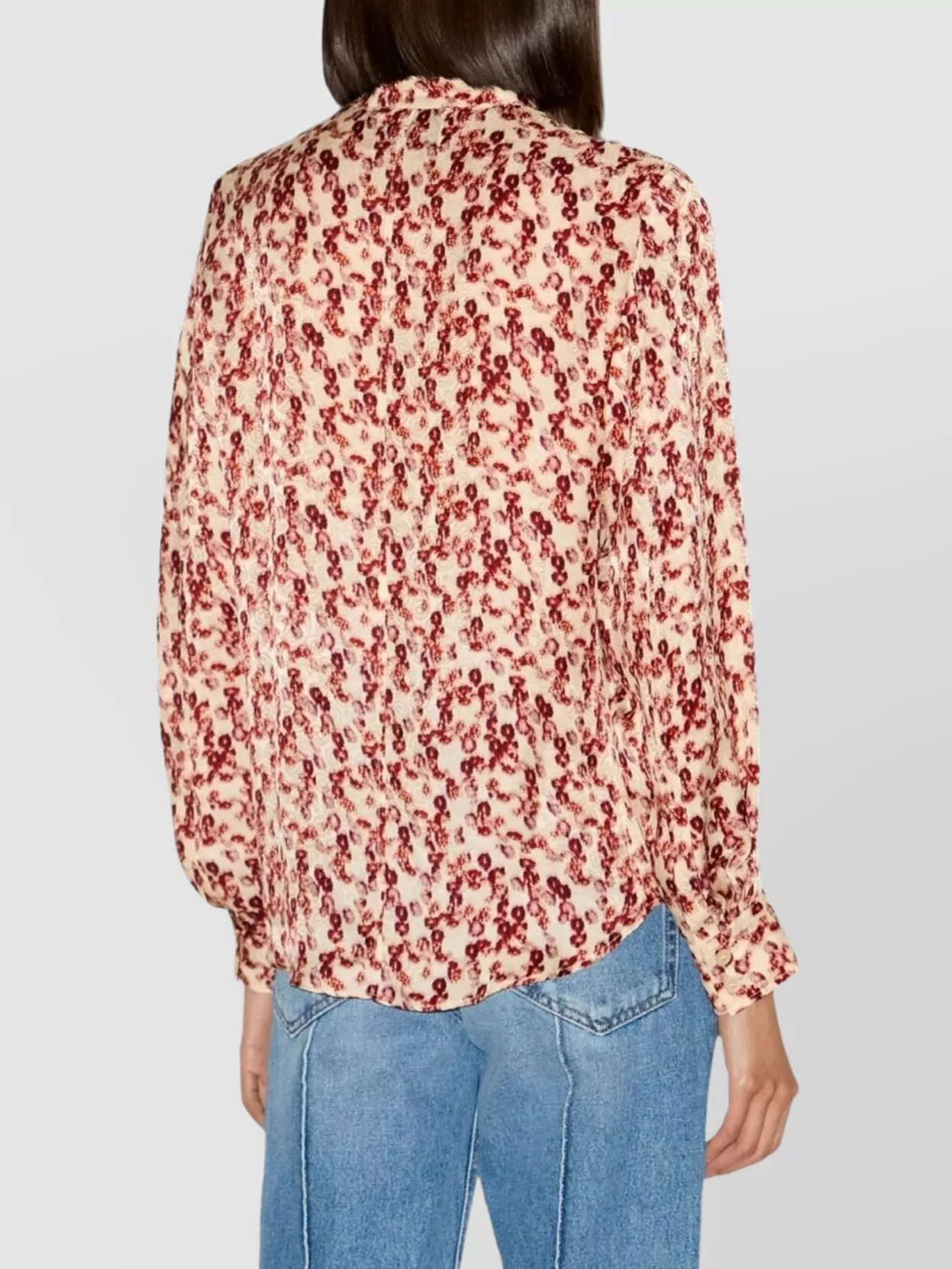 Isabel Marant Floral Collared Lightweight Long Sleeves Top In Red