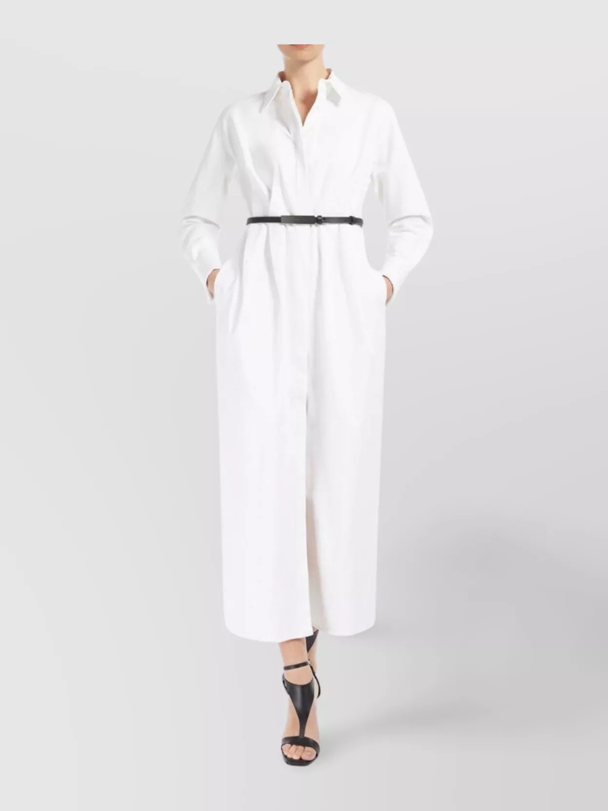 Max Mara Belted Shirt Dress With Pleated Skirt