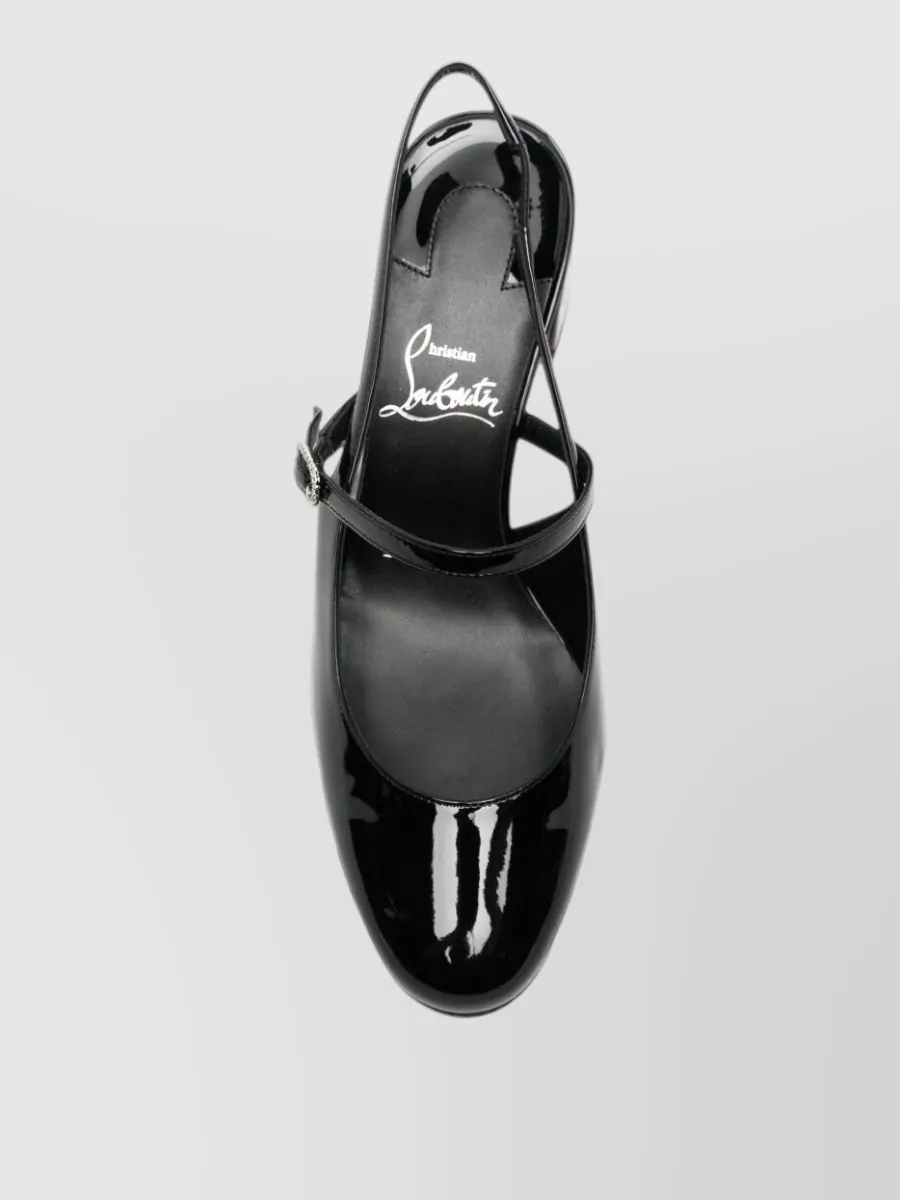 Christian Louboutin Patent Leather Crystal Embellished Slingback Pumps
